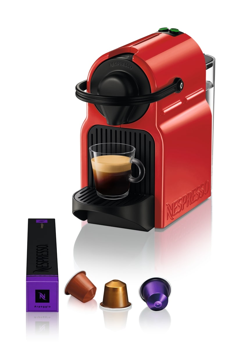 NESPRESSO Inissia C40 Red Coffee MachineKitchen AppliancesWith a tiny footprint, compact, lightweight and equipped with an ergonomic handle, the Nespresso Inissia is a smart little coffee machine to make your life easier. Inissia is available in a full pa
